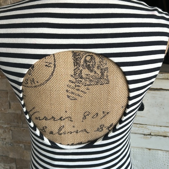 Kate Spade Saturday black and white stripe sleeveless mini dress w back cut out - Picture 8 of 15